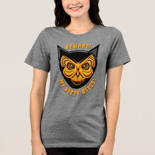 Spooky Black Cat Butterfly Skull Tri-Blend Shirt