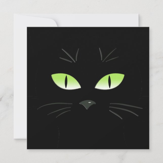 Spooky Black Cat Face Halloween-Party Einladung (Vorderseite)