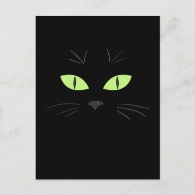 Spooky Black Cat Face Happy Halloween Postcard Postkarte (Vorderseite)