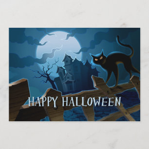 Spooky Black Cat Halloween Einladung