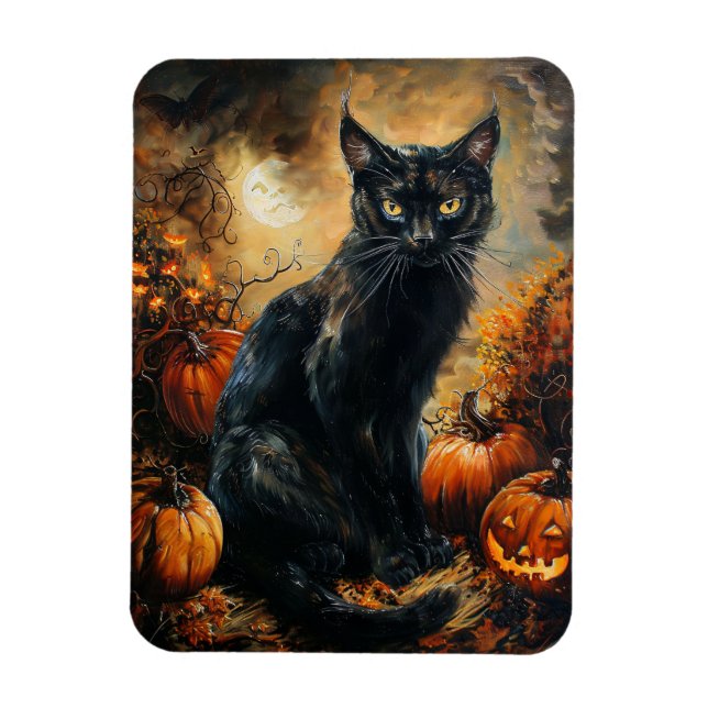 Spooky Black Cat Halloween flexibel Magnet (Vertikal)