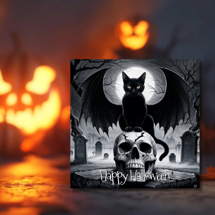 Spooky Black Cat Halloween Karte