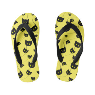 Spooky Black Cat Halloween Kid's Flip Flops