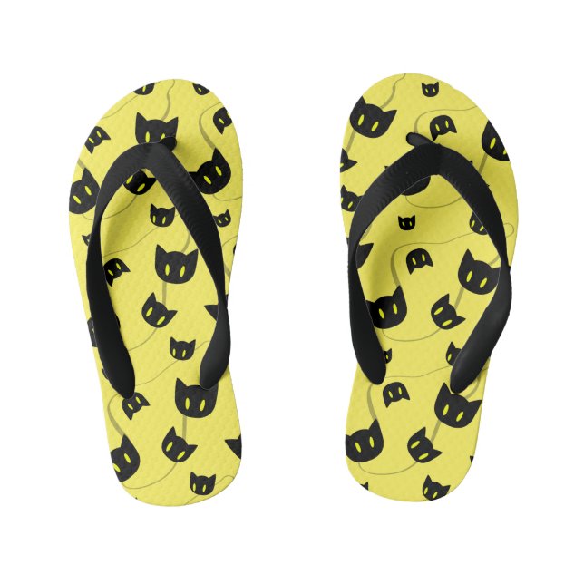 Spooky Black Cat Halloween Kid's Flip Flops (Fußbett)