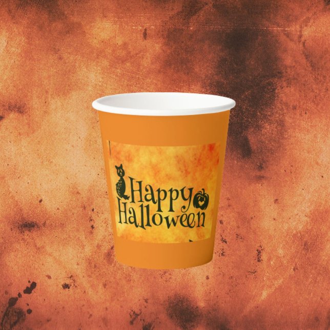 Spooky Black Cat Halloween Paper Cups Pappbecher (Von Creator hochgeladen)