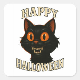 Spooky Black Cat Halloween-Party Quadratischer Aufkleber