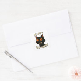 Spooky Black Cat Halloween-Party Quadratischer Aufkleber