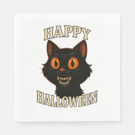 Spooky Black Cat Halloween-Party Serviette