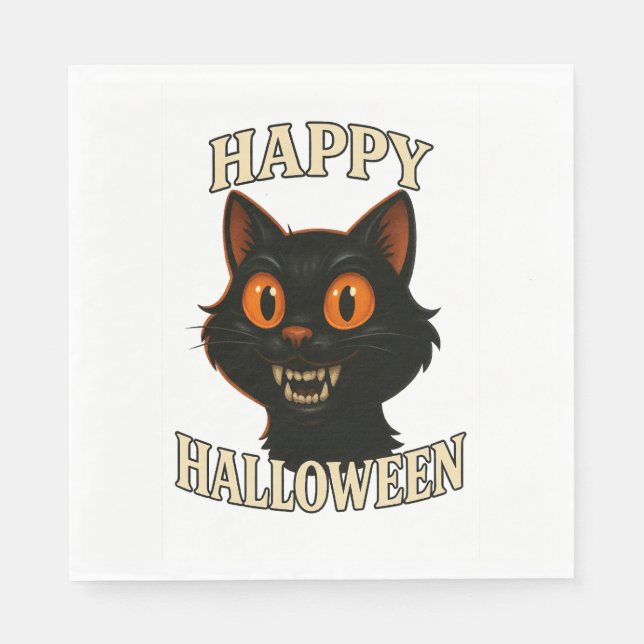 Spooky Black Cat Halloween-Party Serviette (Vorderseite)