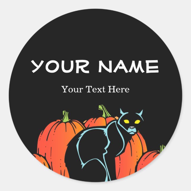 Spooky Black Cat Halloween Runder Aufkleber (Vorderseite)