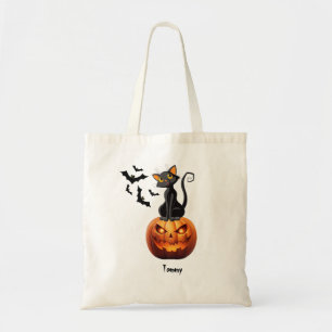 Spooky Black Cat Halloween Tragetasche