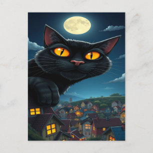 Spooky Black Cat Halloween Wallpaper - 2025 Nacht! Feiertagspostkarte