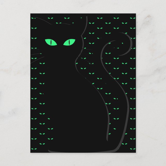 Spooky Black Cat Happy Halloween Postkarte (Vorderseite)