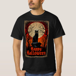 Spooky Black Cat Happy Halloween Vintag Gothic T-Shirt
