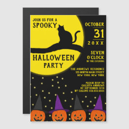 Spooky Black Cat Jack O'lantern Halloween-Party Magneteinladung