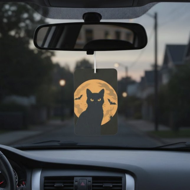 Spooky Black Cat Silhouette Halloween Autolufterfrischer (Von Creator hochgeladen)