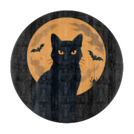 Spooky Black Cat Silhouette Halloween Charcuterie Schneidebrett