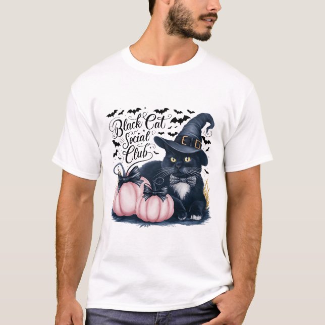 Spooky Black Cat Social Club T - Shirt (Vorderseite)