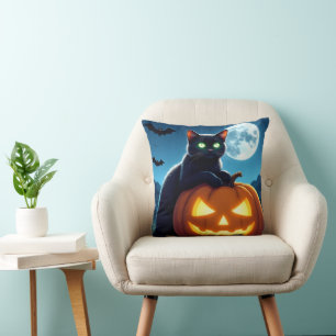 Spooky Black Cat Throw Kissen Kissen