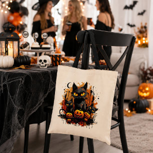 Spooky Black Cat Tragetasche
