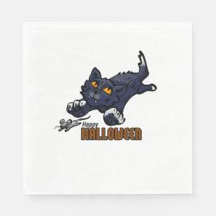 Spooky Black Cat und Maus Serviette