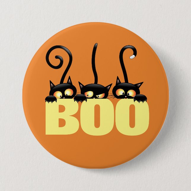 Spooky Black Cats Button (Vorderseite)