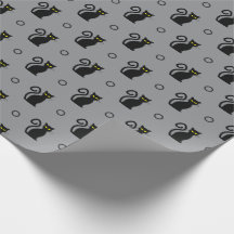 Spooky Black Cats Nahtloses graues Wrapping Paper