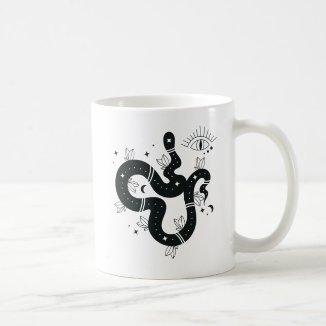 Spooky Black Celestial Snake Design Kaffeetasse (Rechts)