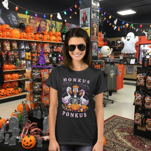 Spooky Black Funny Goose Pumpkin Halloween Grafik T-Shirt