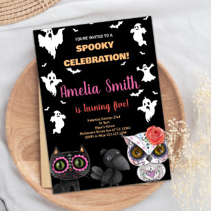 Spooky Black Halloween Einladungen