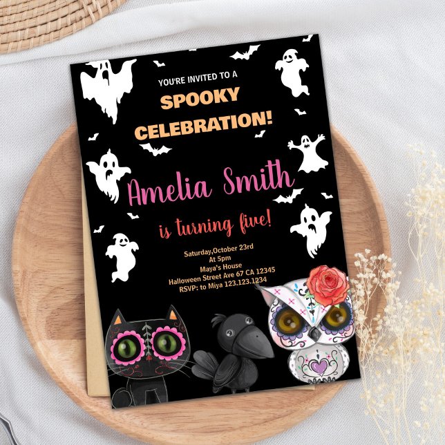 Spooky Black Halloween Einladungen (Spooky Black Halloween Birthday Invitations)