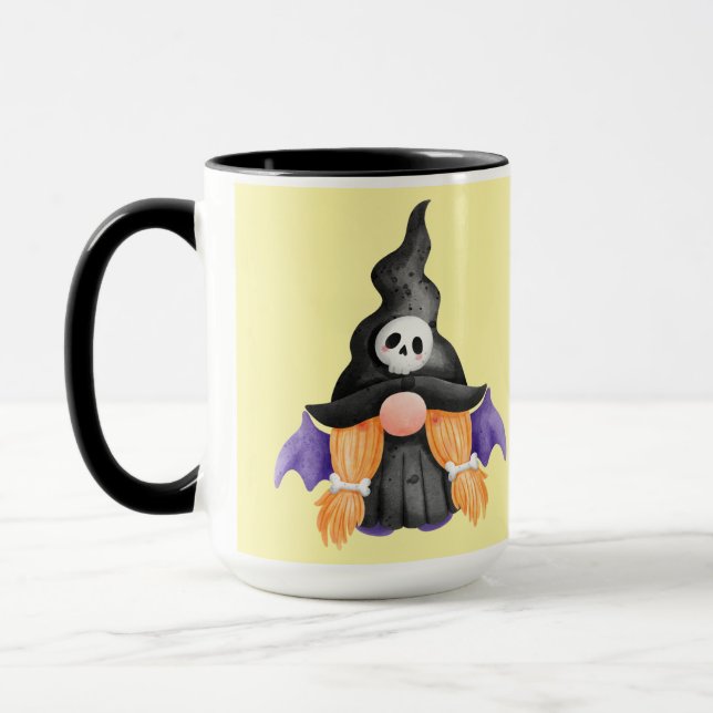 Spooky Black Halloween Witch Gnome With Skull Tasse (Links)