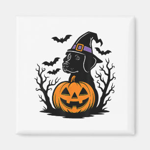 Spooky Black Labrador Retriever Hexenhut Pumpkin Magnet