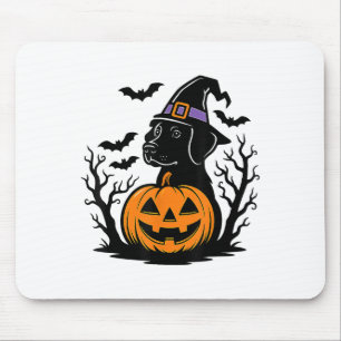 Spooky Black Labrador Retriever Hexenhut Pumpkin Mousepad