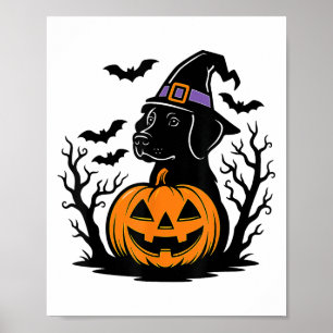 Spooky Black Labrador Retriever Hexenhut Pumpkin Poster