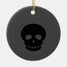Spooky Black Skull Keramik Ornament