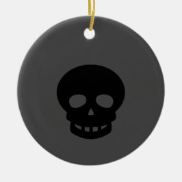Spooky Black Skull Keramik Ornament