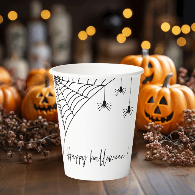Spooky Black Spiders Party | Frohe Halloween Pappbecher (Von Creator hochgeladen)