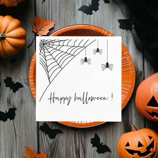 Spooky Black Spiders Party | Frohe Halloween Serviette (Von Creator hochgeladen)
