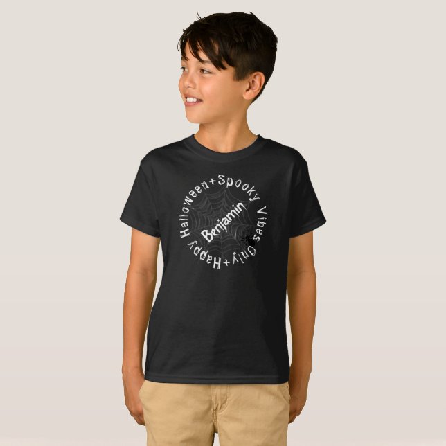 Spooky Black & White Happy Halloween Kids T - Shir T-Shirt (Vorne ganz)
