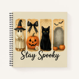 "Spooky Bleibe" Halloween Pinselstriche Katze Notizbuch