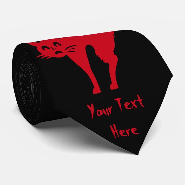 SPOOKY BLOOD CAT HALLOWEEF DESIGN KRAWATTE (Gerollt)