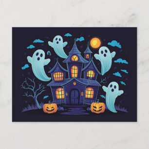 Spooky Blue Spuk House mit SchwimmGeistern Postkarte