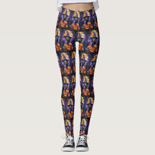 Spooky Bluetick Coonhound Halloween Hexenkürbis Leggings