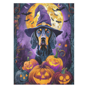 Spooky Bluetick Coonhound Halloween Hexenkürbis Tischdecke