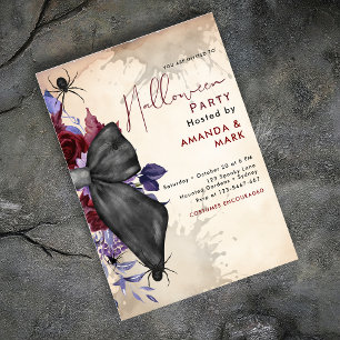 Spooky blühende schwarze Bogen und Spinnen Einladu Einladung