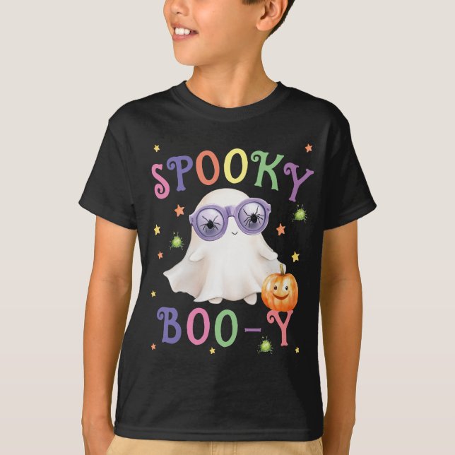 Spooky Boo-y Bright Text Black Boys' T - Shirt (Vorderseite)