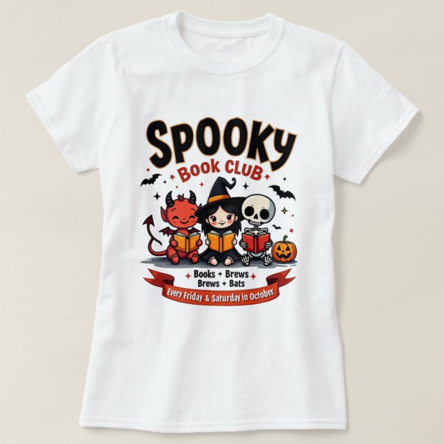Spooky Book Club Halloween T-Shirt (Design vorne)