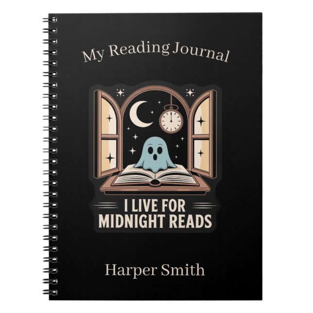 Spooky Book Lover Midnight Reader Journal Notizblock (Vorderseite)