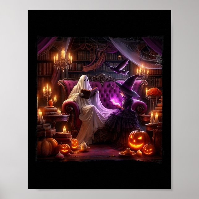 Spooky Booklet Spuk Halloween Vintager Buchladen Poster (Vorne)